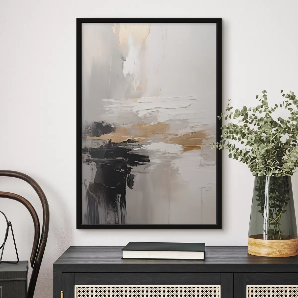 Poster Tușe în tonuri nude cu straturi contrastante de negru și ocru f46544