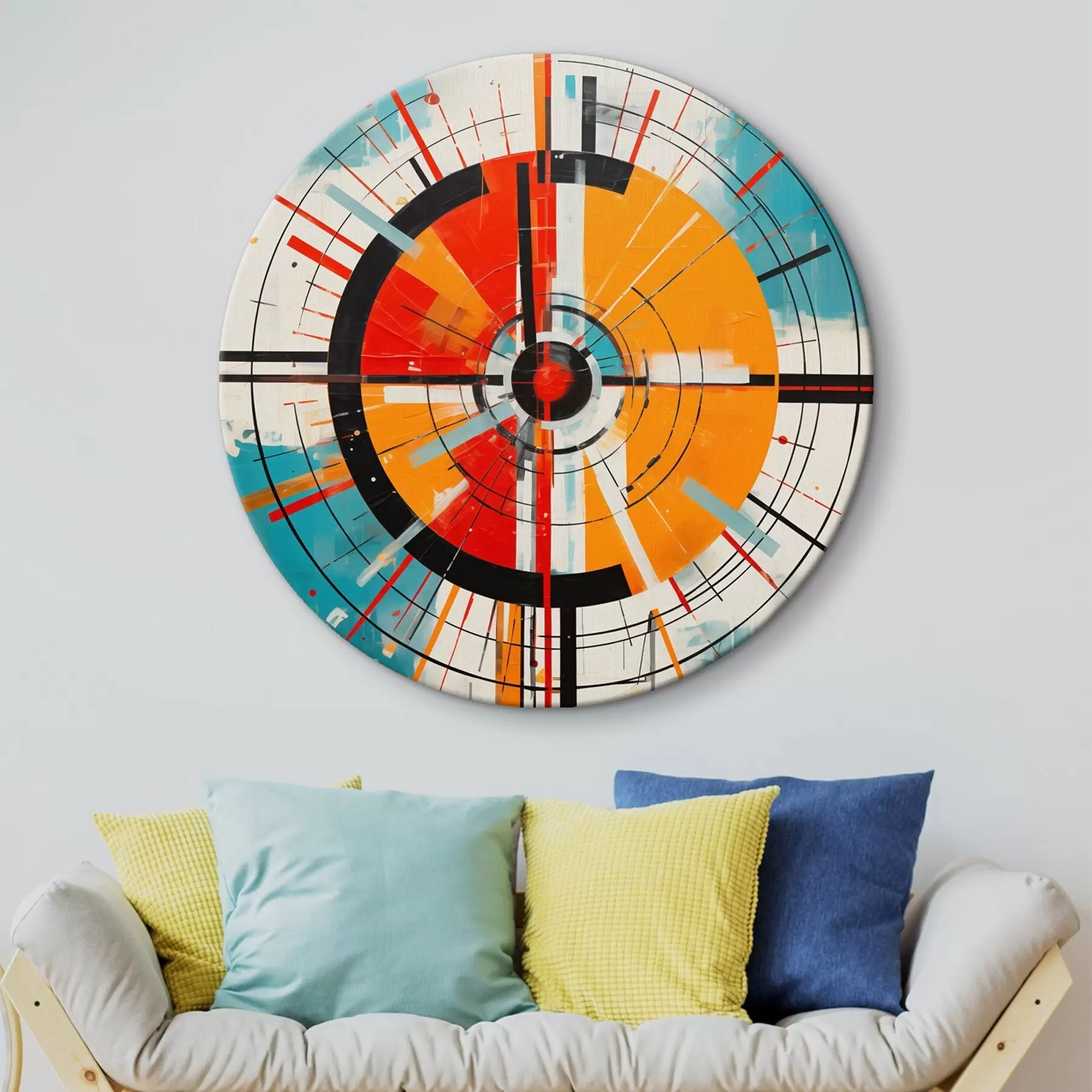 Tablouri Țintă concentrică cu segmente de culoare verde-albăstrui și portocaliu r46486