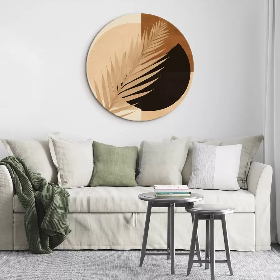 Tablouri Frunză de palmier peste geometrie teracotă și crem r46490