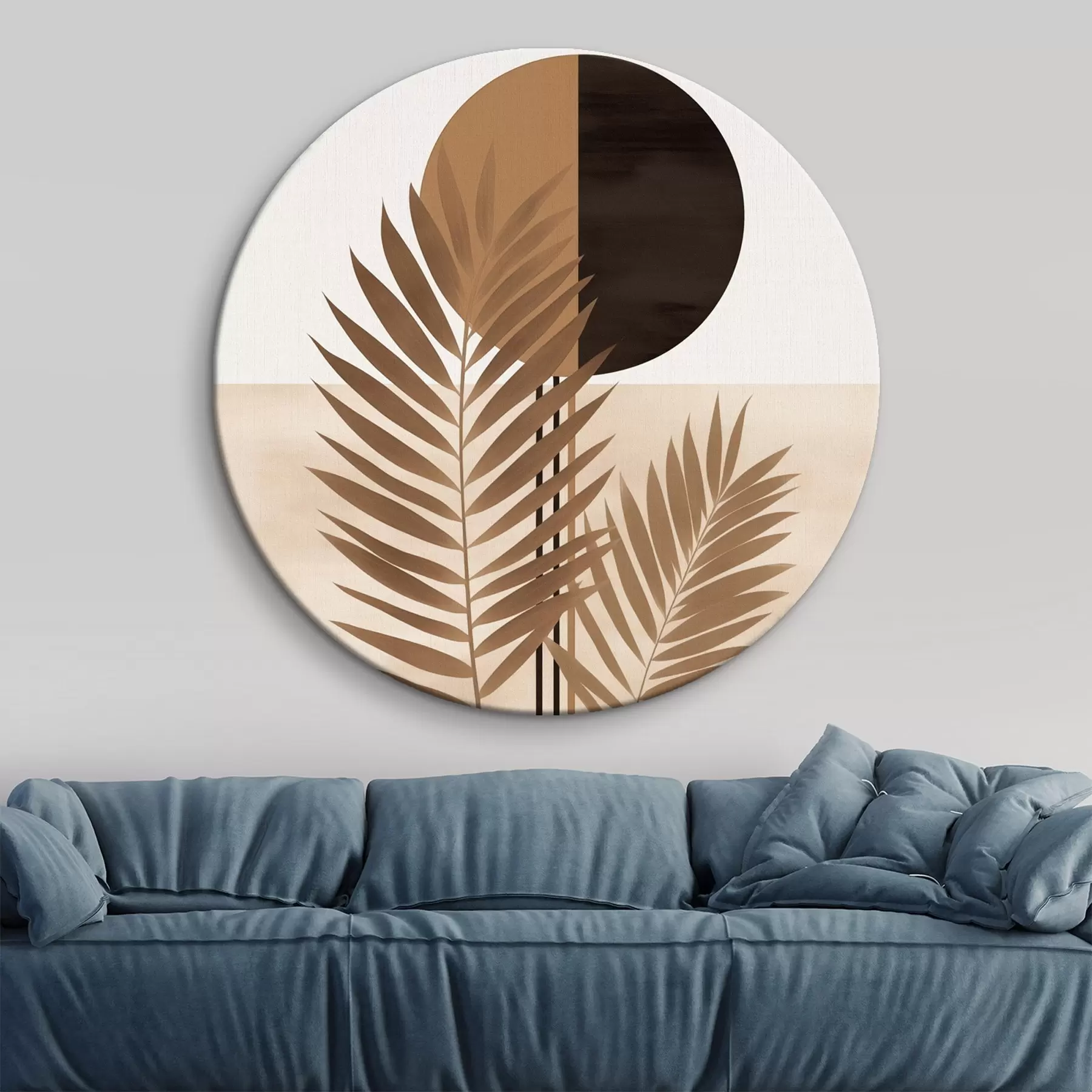 Tablouri Două frunze de palmier cu motivul soarelui în formă de cerc divizat r46491