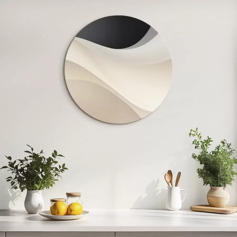 Tablouri Curbe fluide stratificate în negru, crem și gri-maro r46492