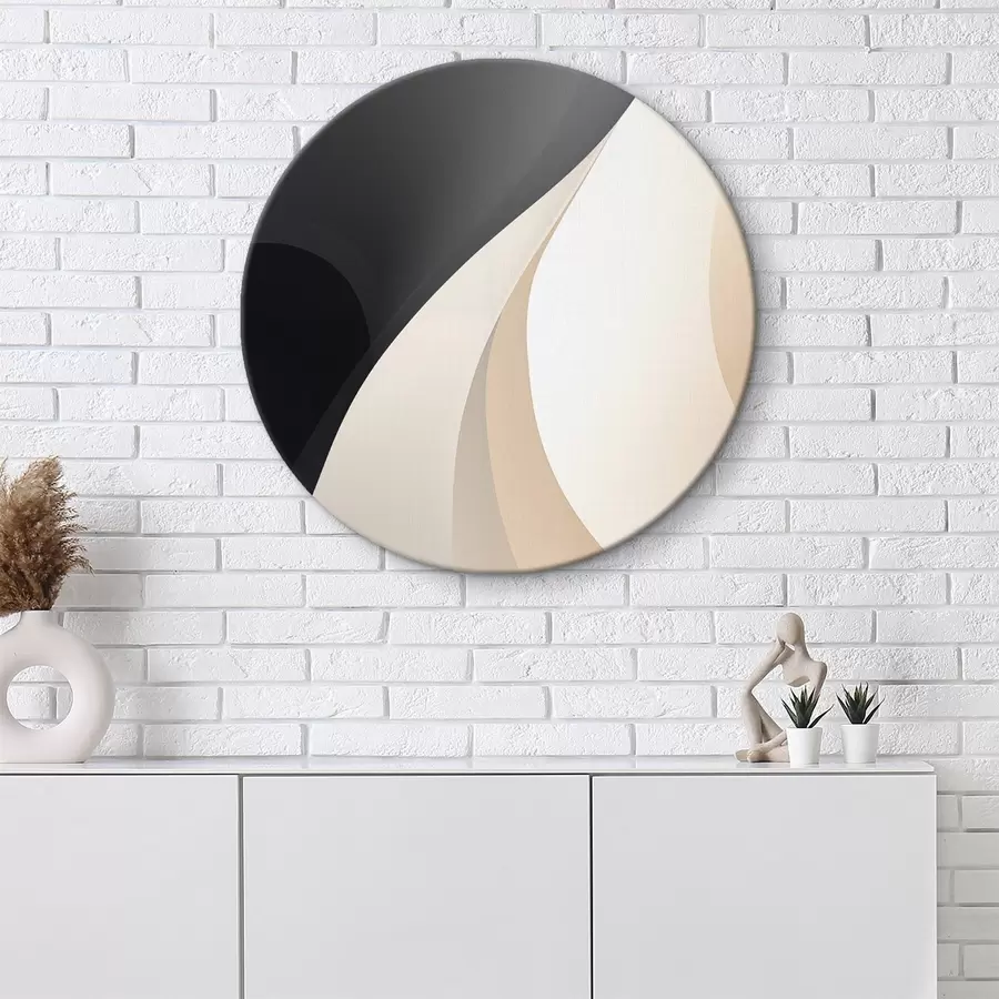 Tablouri Curbe elegante suprapuse în culori cărbune, fildeș și nisip r46493