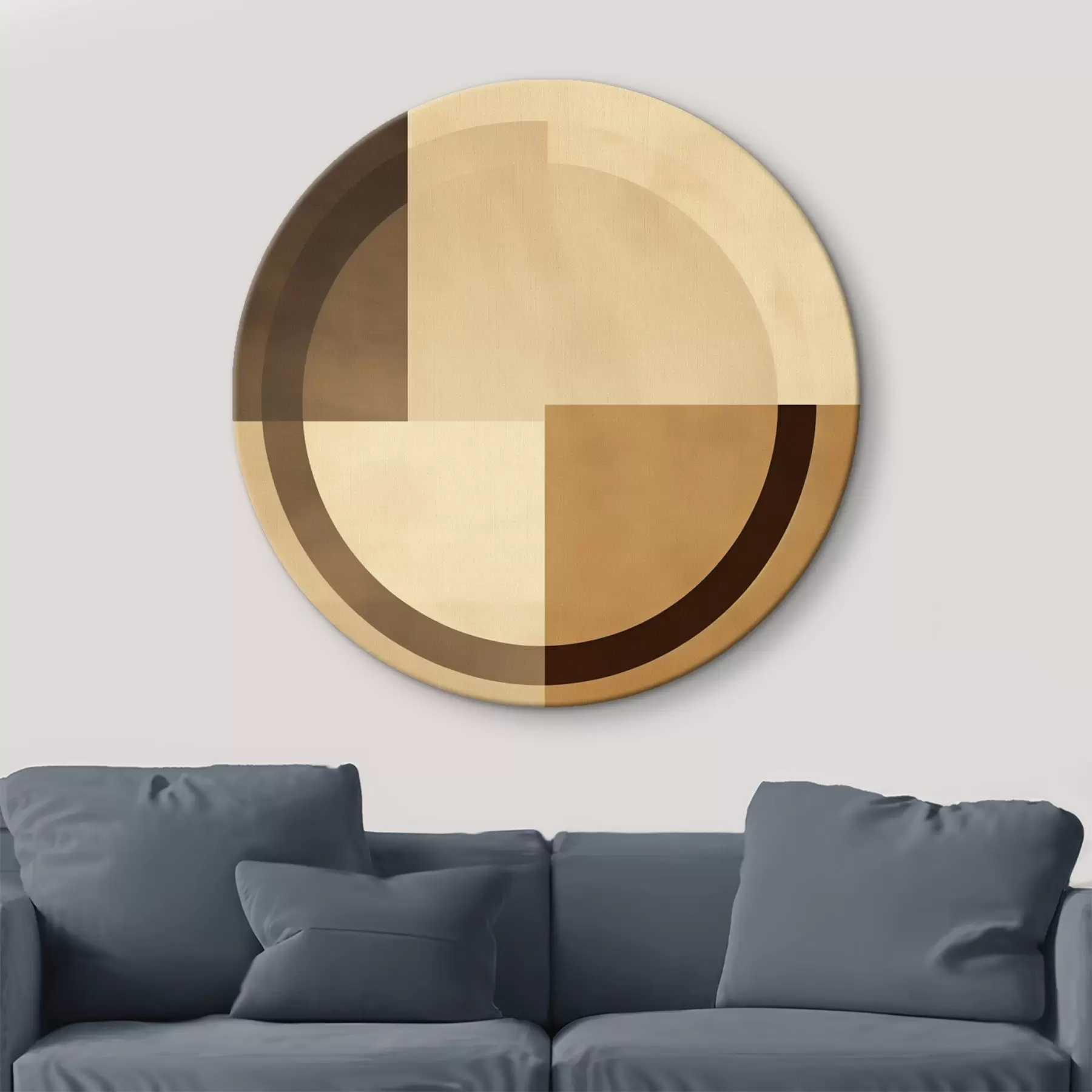 Tablouri Pătrate în culori discrete cu inel translucid, paletă caldă de culori pământii r46498