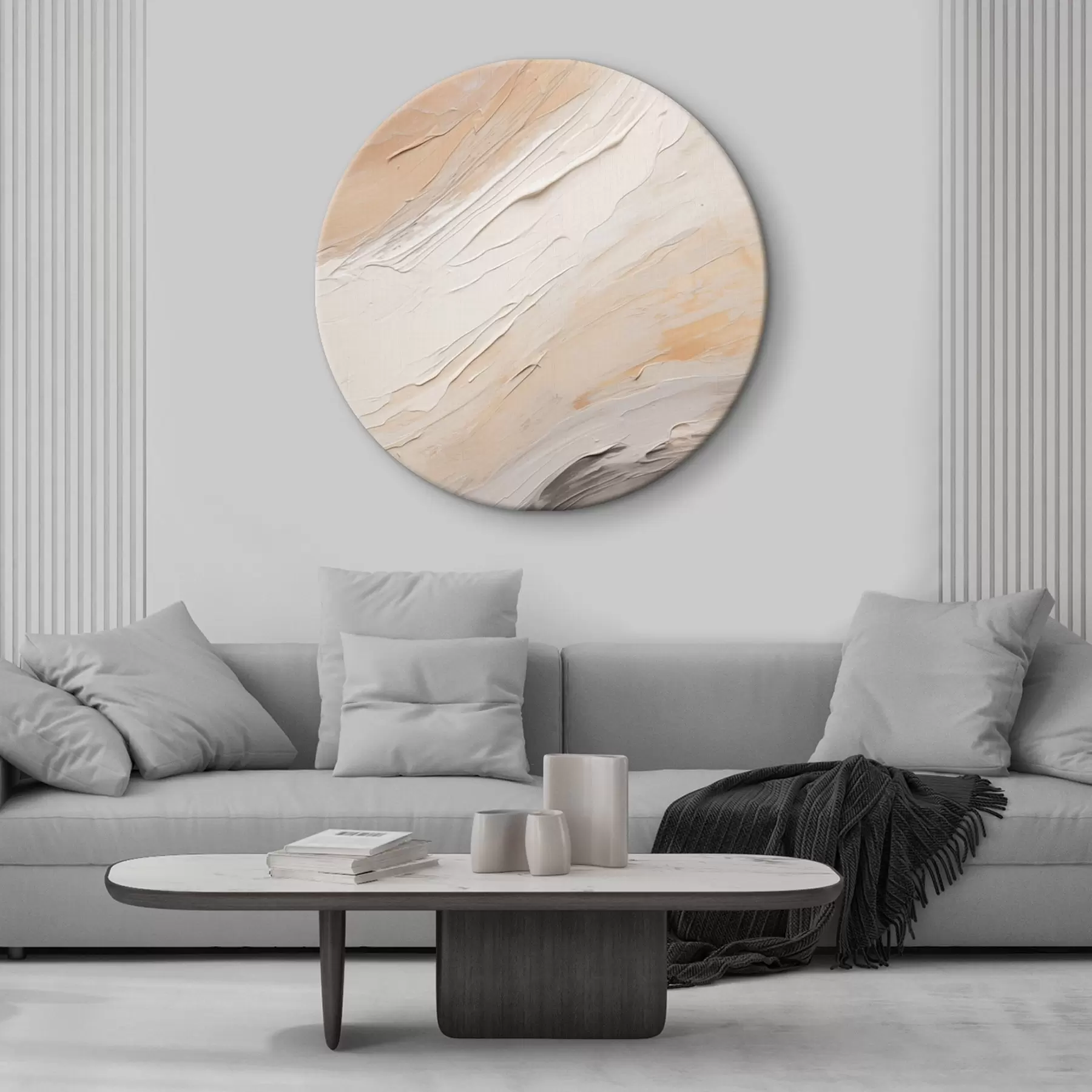 Tablouri Tencuială texturată în spirale de culoare bej cald cu gri deschis r46511