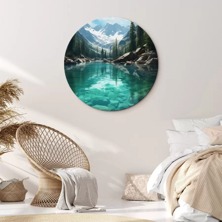 Tablouri Râu alpin limpede, cu albia stâncoasă și vârfuri înzăpezite r46514