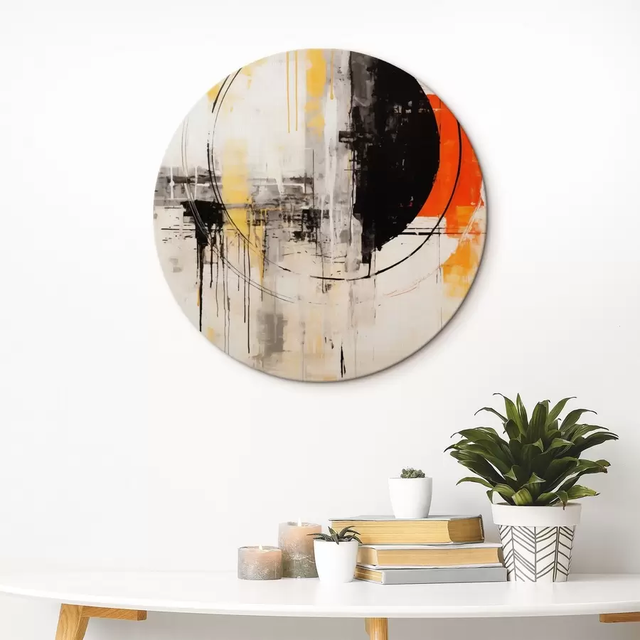 Tablouri Cerc monocromatic portocaliu cu picături texturate r46536