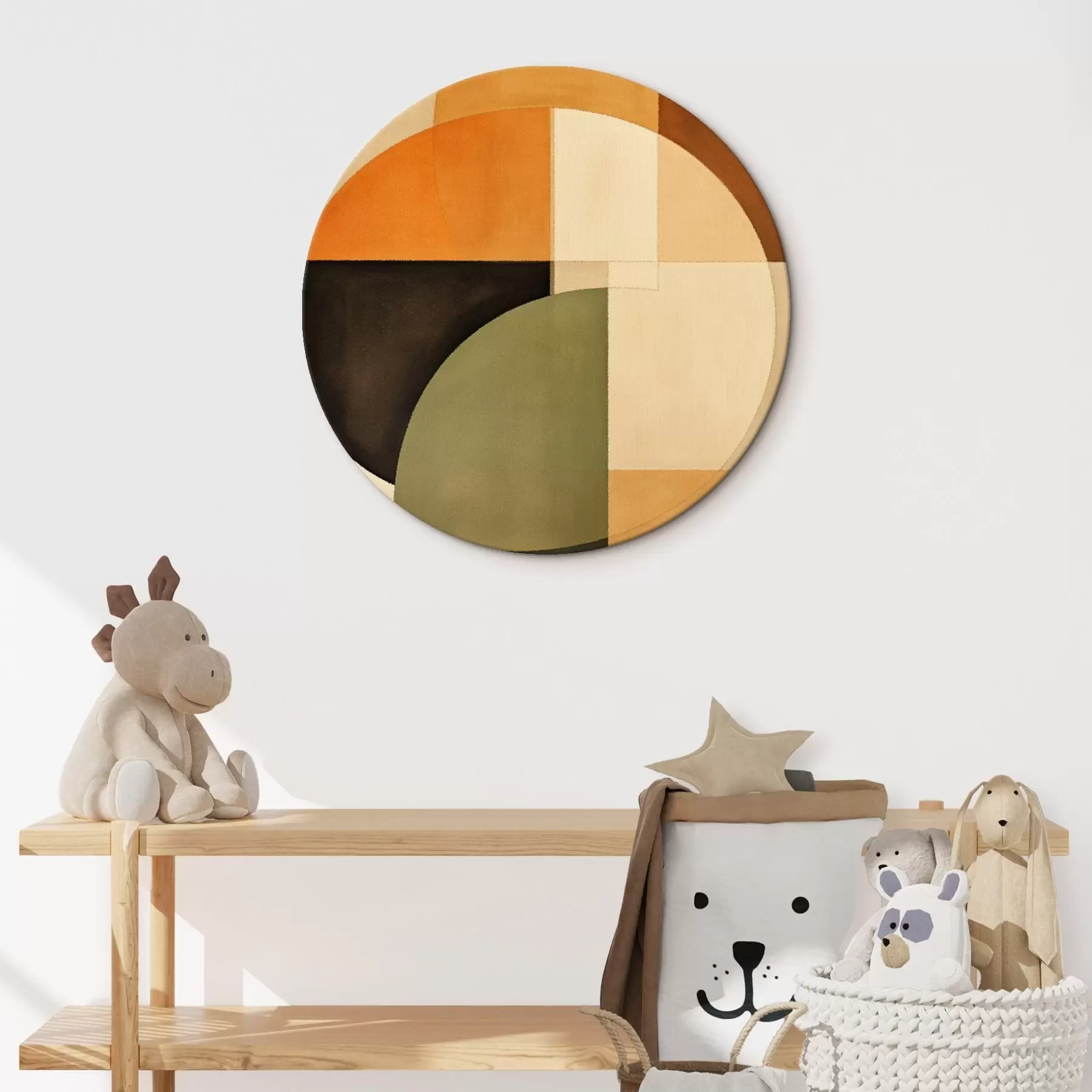 Tablouri Cercuri intersectate într-o paletă de culori nisipiu-măsliniu r46537