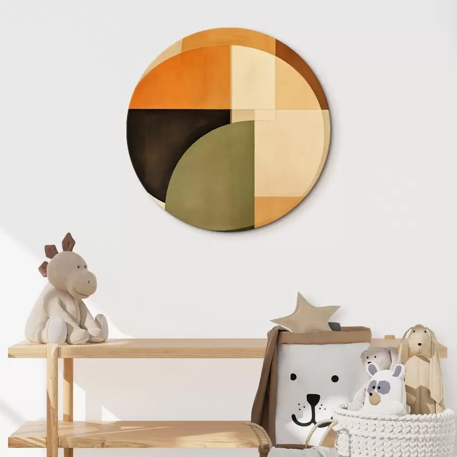 Tablouri Cercuri intersectate într-o paletă de culori nisipiu-măsliniu r46537