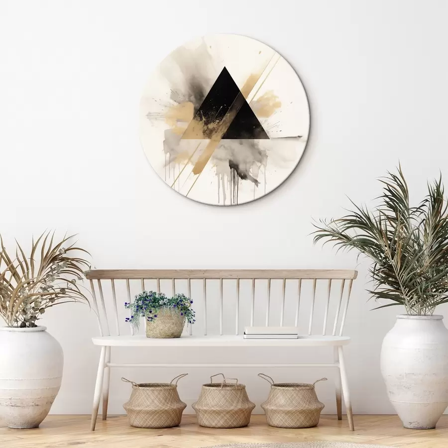 Tablouri Geometrie: triunghi negru cu pete și linii luminoase r46540