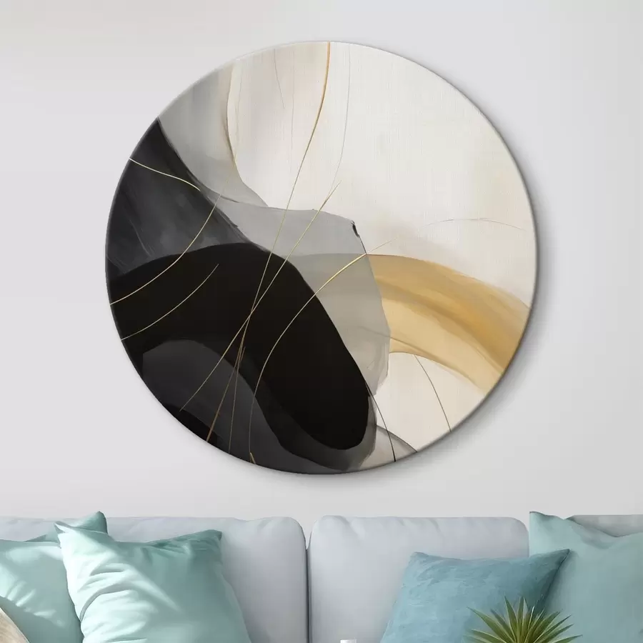 Tablouri Curbe delicate în negru și bej, cu un accent cald r46542