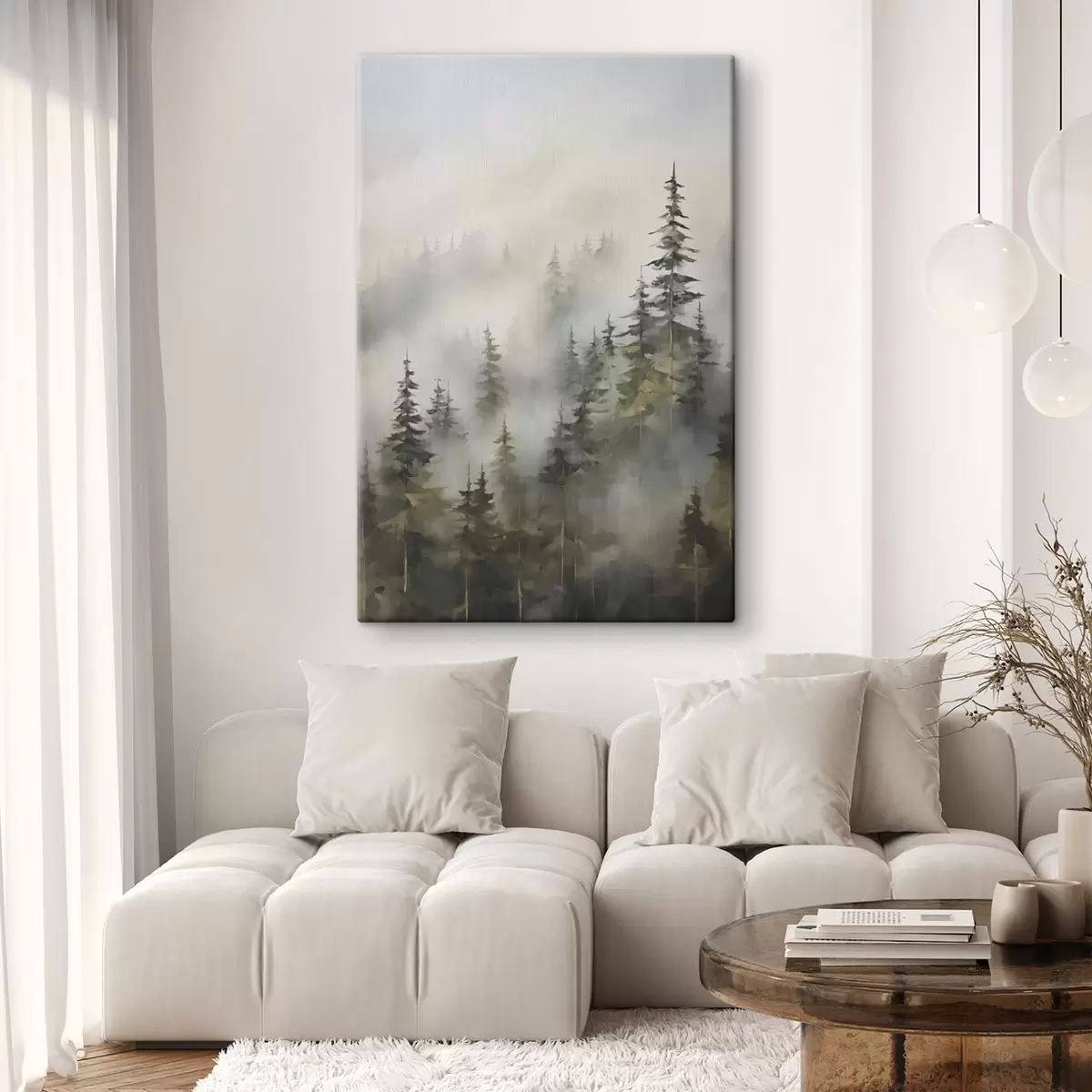 Tablouri Pădure în ceață imitație de pictură s46671