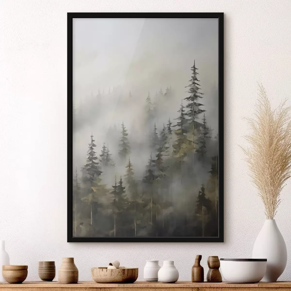 Poster Pădure în ceață imitație de pictură f46671