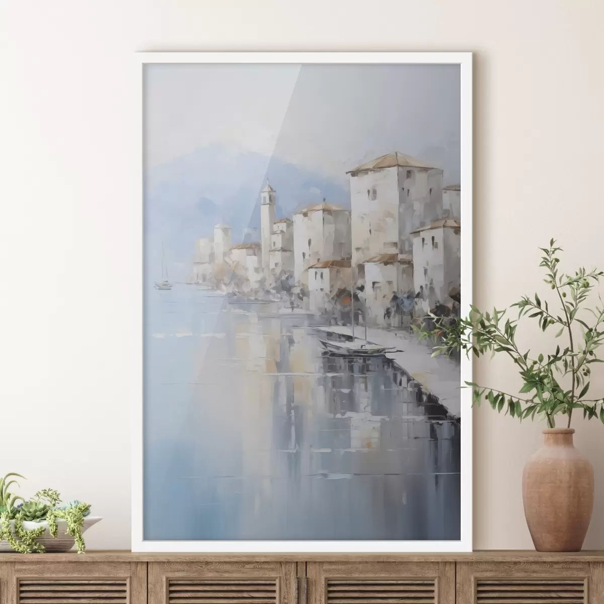 Poster Case abstracte lângă golf imitație de pictură f46673