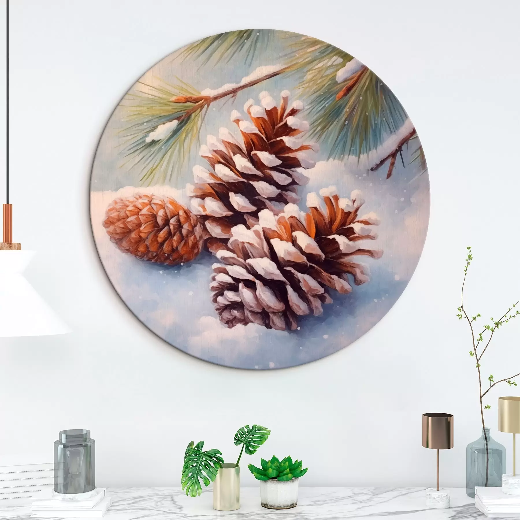 Tablouri Conuri și ramuri de pin acoperite de zăpadă r46631