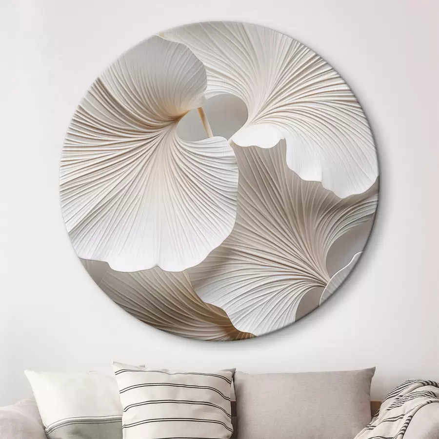 Tablouri Frunze albe de ginkgo biloba cu nervuri detaliate, iluminare difuză, textură elegantă și design minimalist r46705