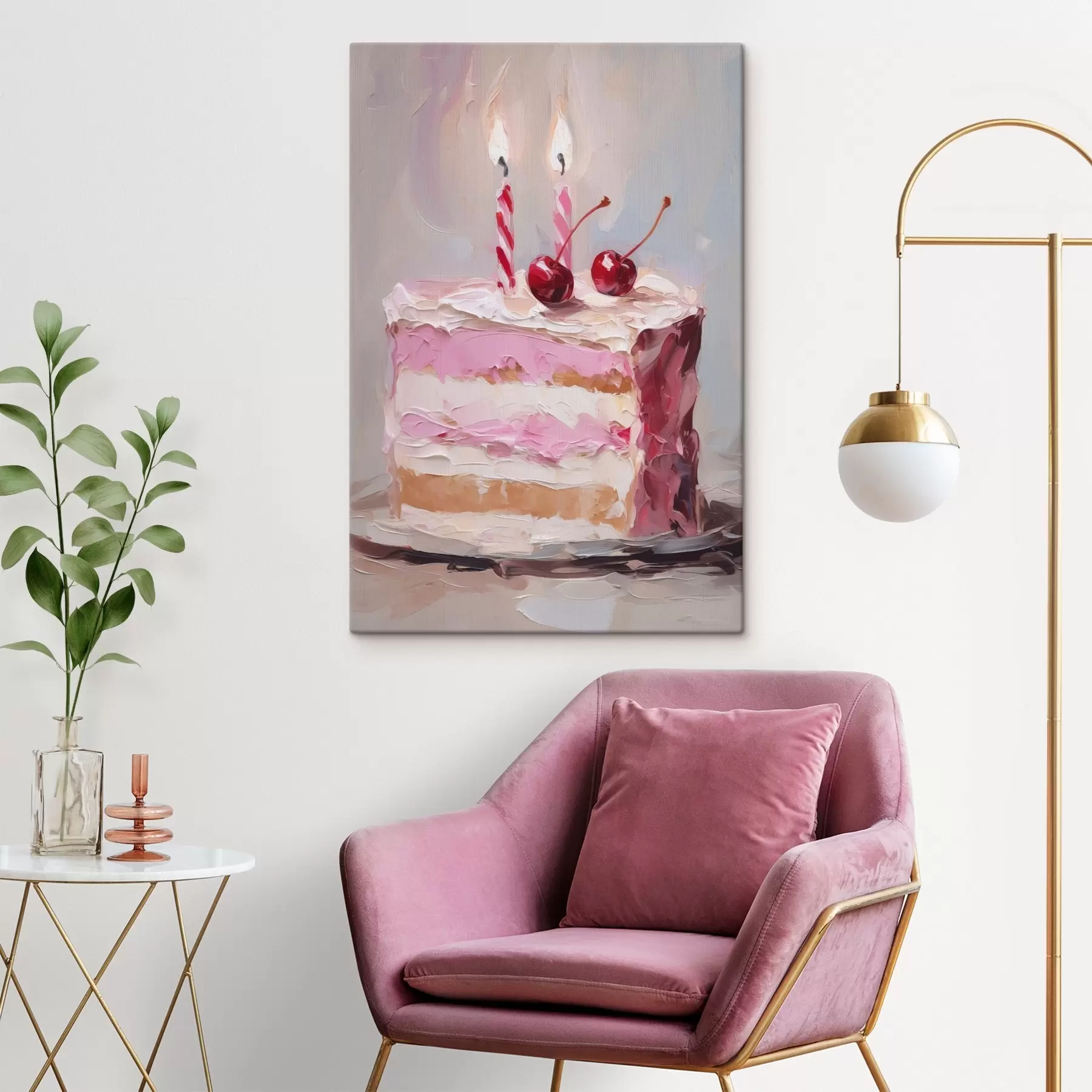 Tablouri O bucată de tort imitând pictura s46718