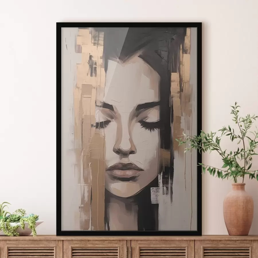 fototapet Portretul unei femei. Pensule abstracte f46733