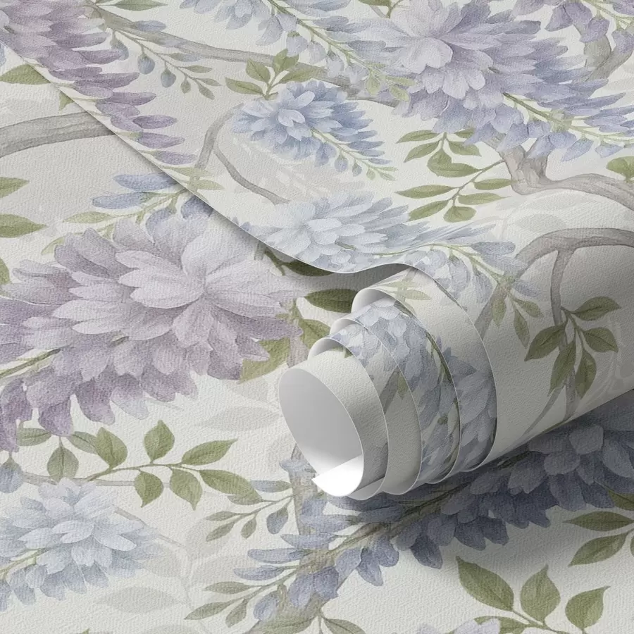 fototapet Glicină delicată în nuanțe de liliac și albastru deschis a00886