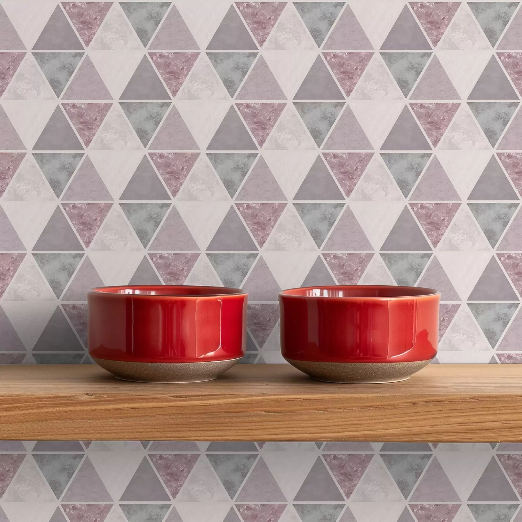 fototapet Triunghiuri moi în tonuri de gri-roz și pudră a00918