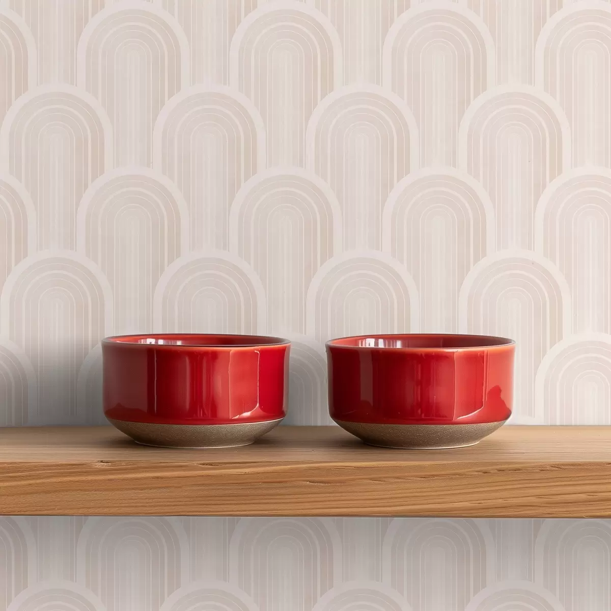 Wallpaper Module mici în formă de arc, în nuanțe calde de crem-bej a00924