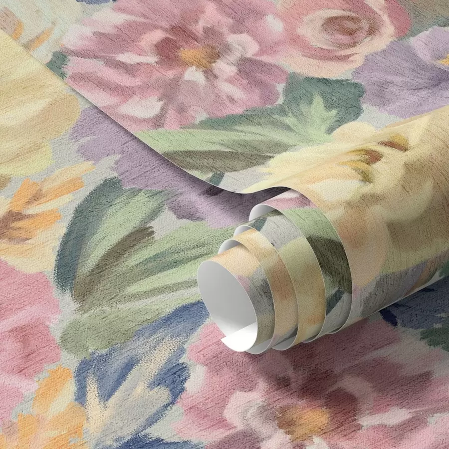 fototapet Flori pictate cu pensula în culori pastelate, paletă de culori delicate a00954