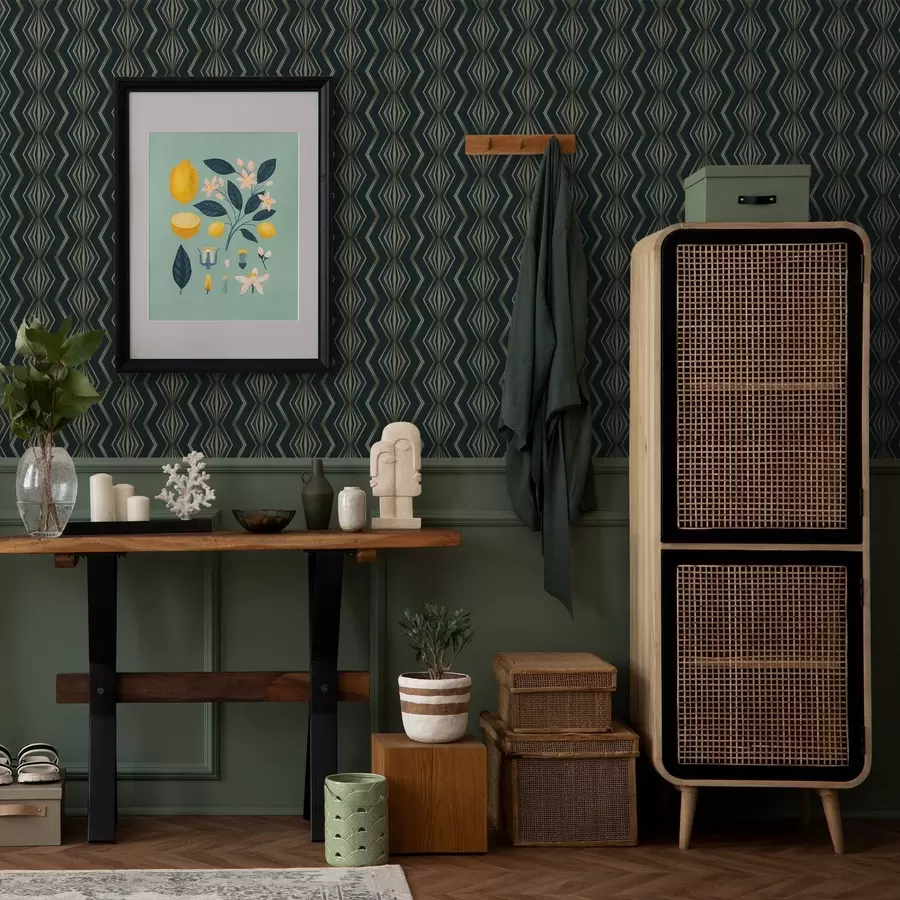 fototapet Model geometric cu romburi de culoare verde-albastru închis a00973v1