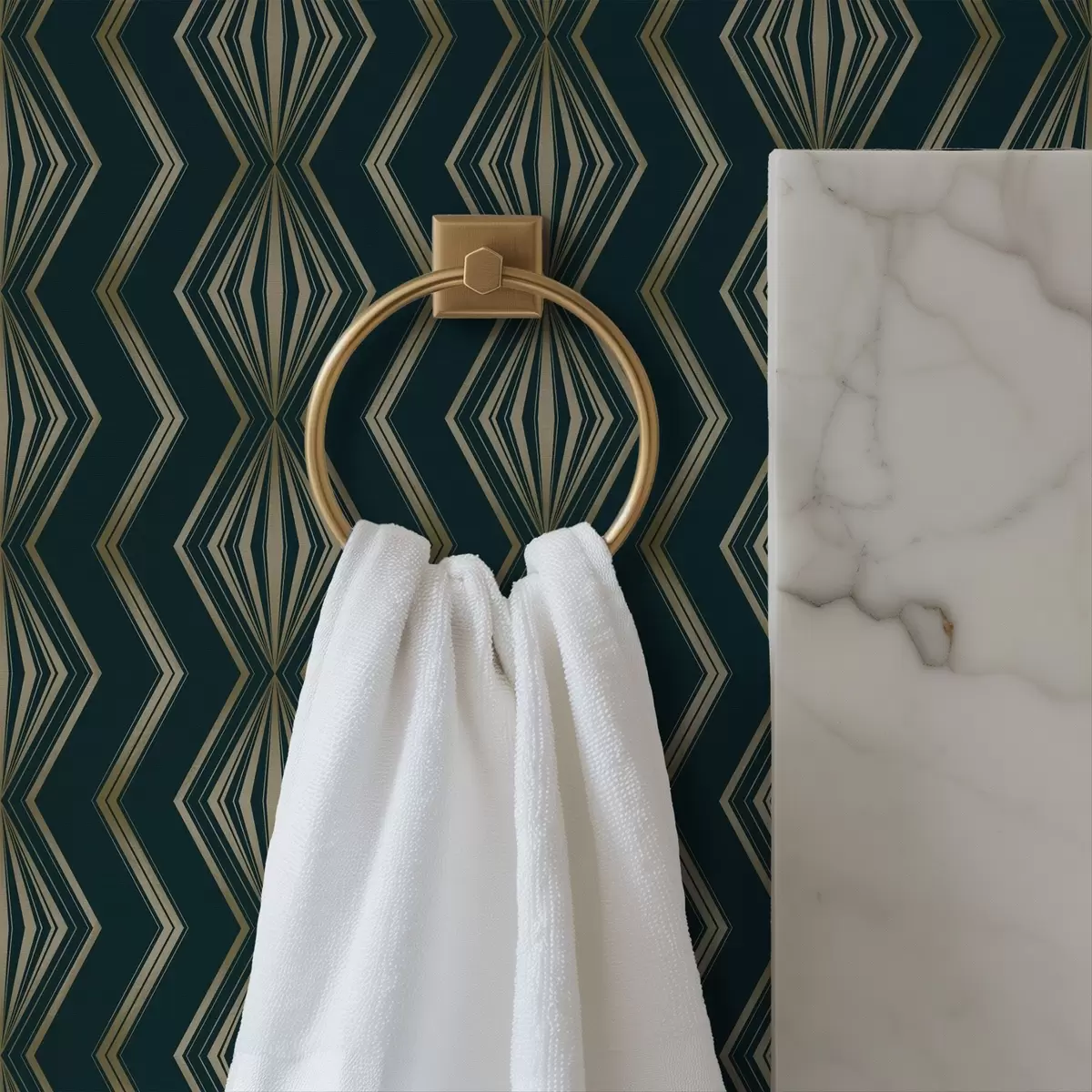 Wallpaper Model geometric cu romburi de culoare verde-albastru închis a00973v1