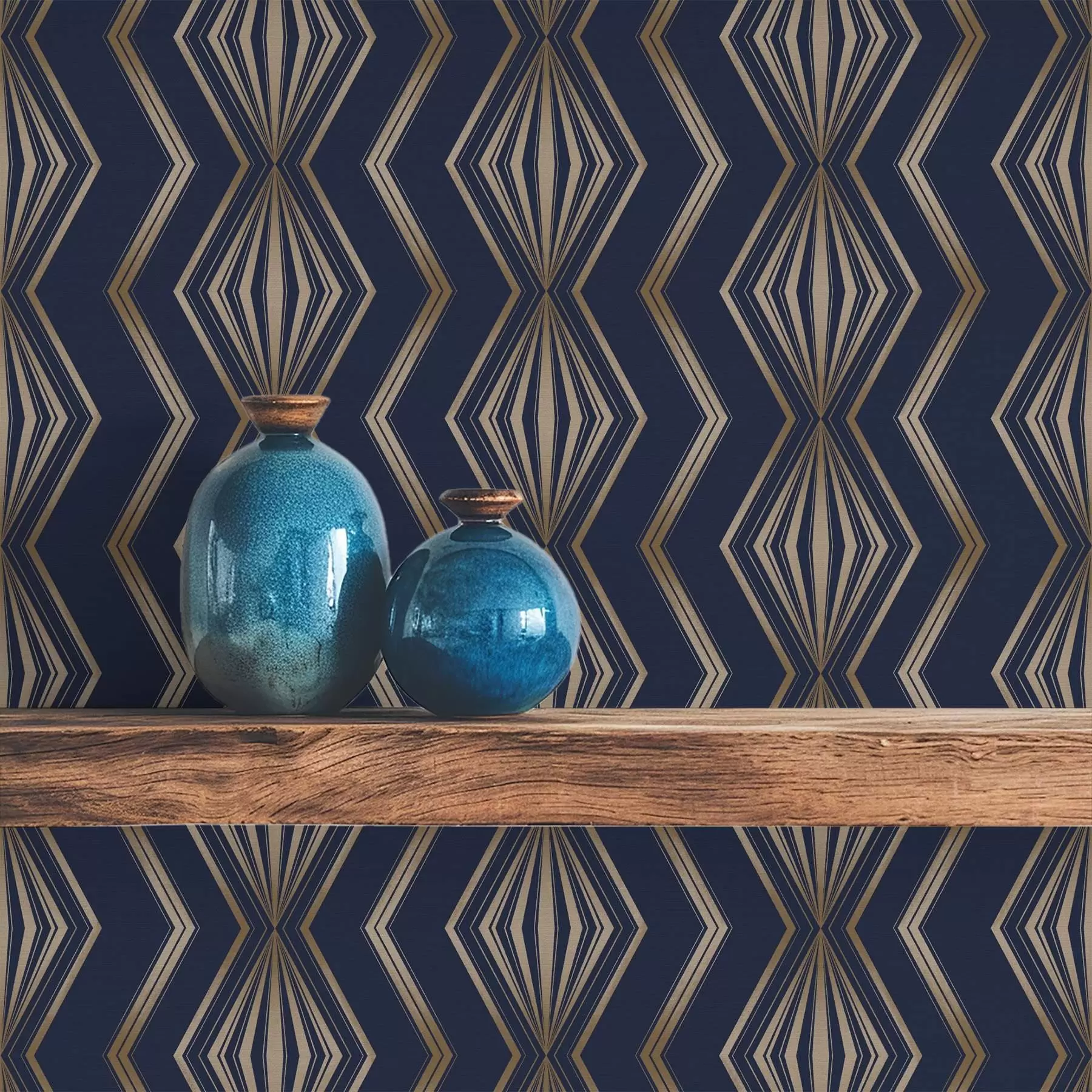 fototapet Model geometric cu romburi albastre închise a00973