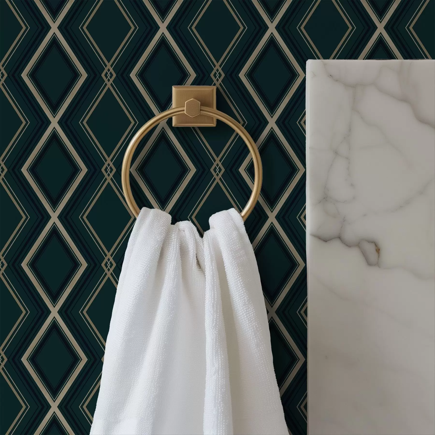 fototapet Fundal verde-albastru închis cu un model repetitiv în formă de romburi a00975v1