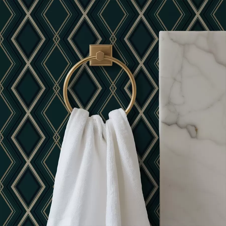 fototapet Fundal verde-albastru închis cu un model repetitiv în formă de romburi a00975v1