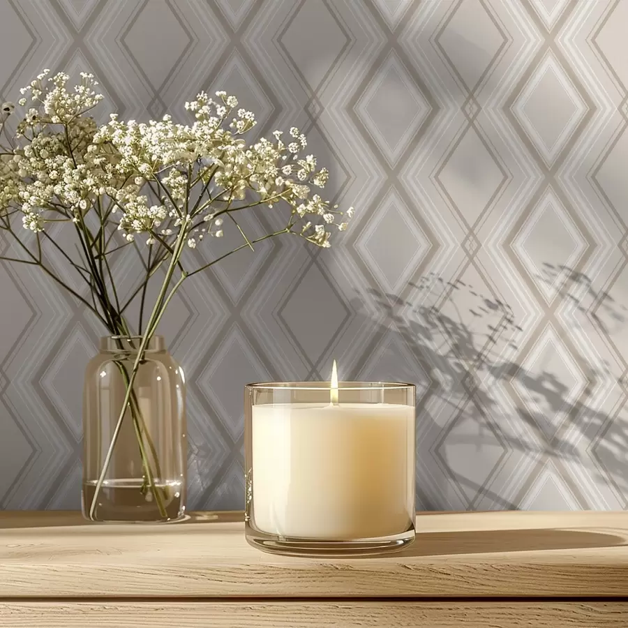 fototapet Fundal bej deschis cu o rețea multistratificată în formă de romb a00975v2