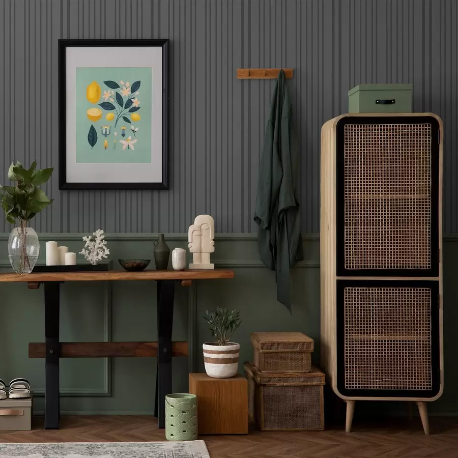 fototapet Fundal gri închis cu dungi verticale texturate a00979v1