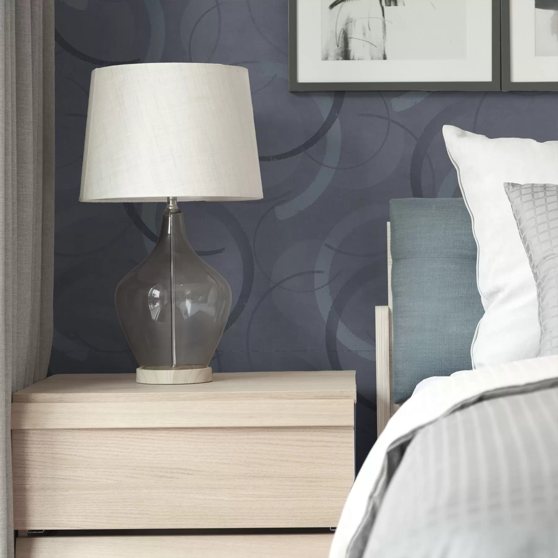 fototapet Semicercuri și cercuri delicate într-o paletă rece de culori gri-albastru a00980