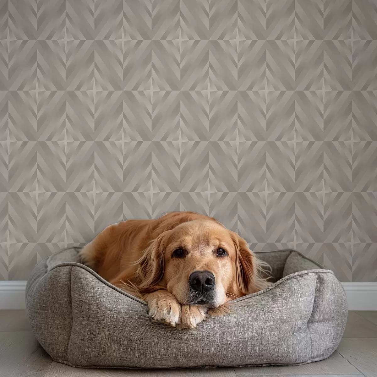 Wallpaper Pătrate geometrice cu săgeți în nuanțe calde de bej a00982