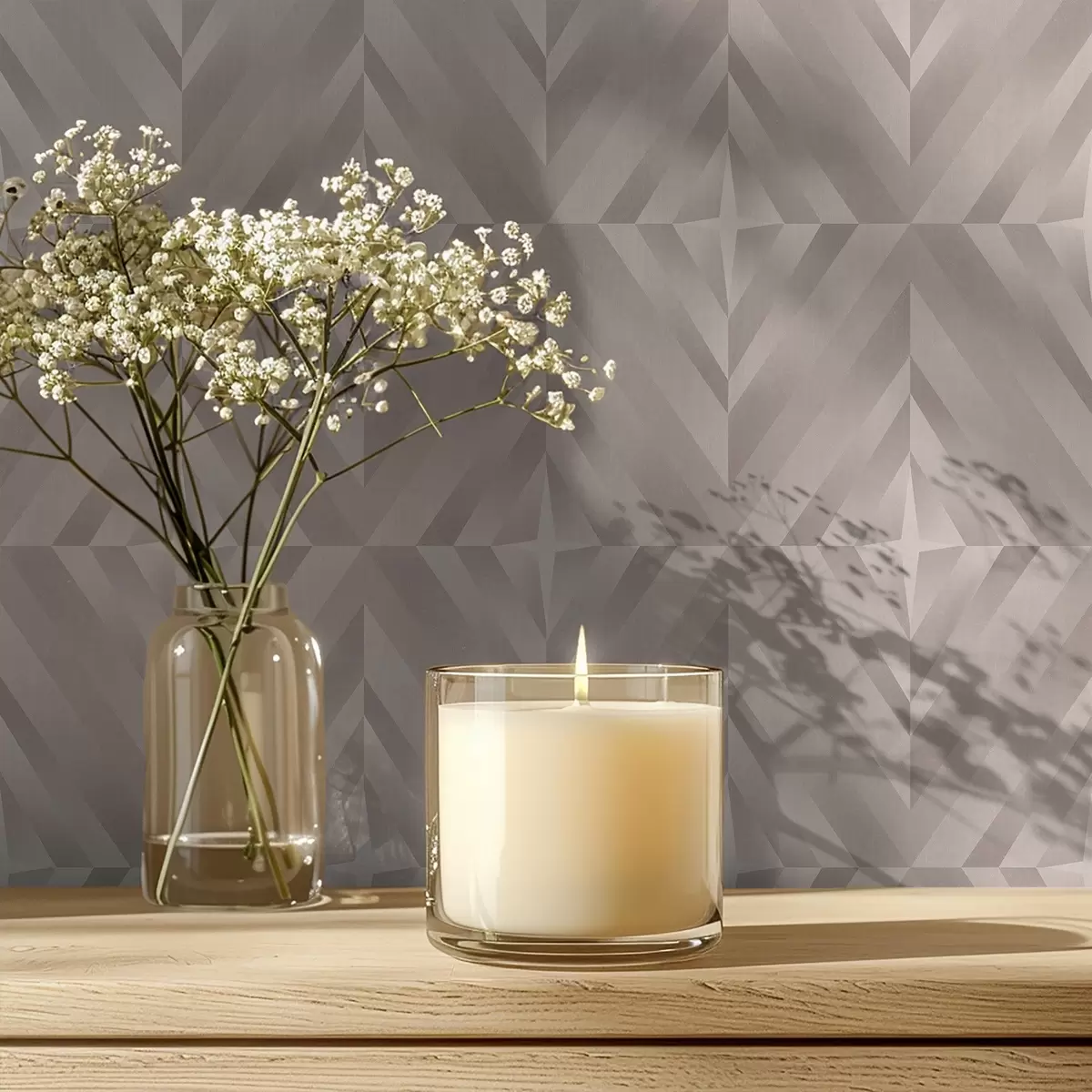 Wallpaper Pătrate geometrice cu săgeți în nuanțe calde de bej a00982