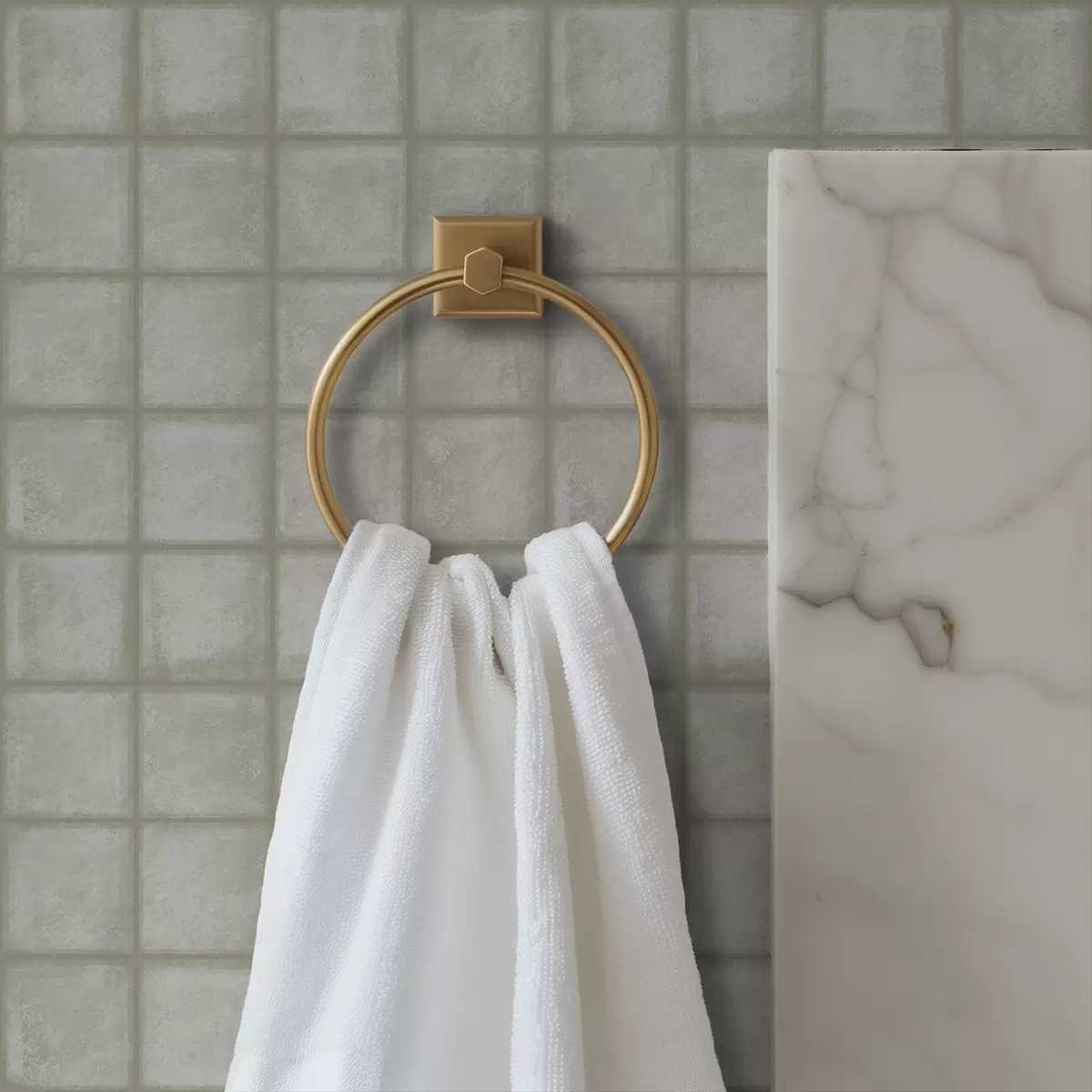 Wallpaper Imitarea plăcilor pătrate într-o paletă de culori delicate, gri-verde a00988