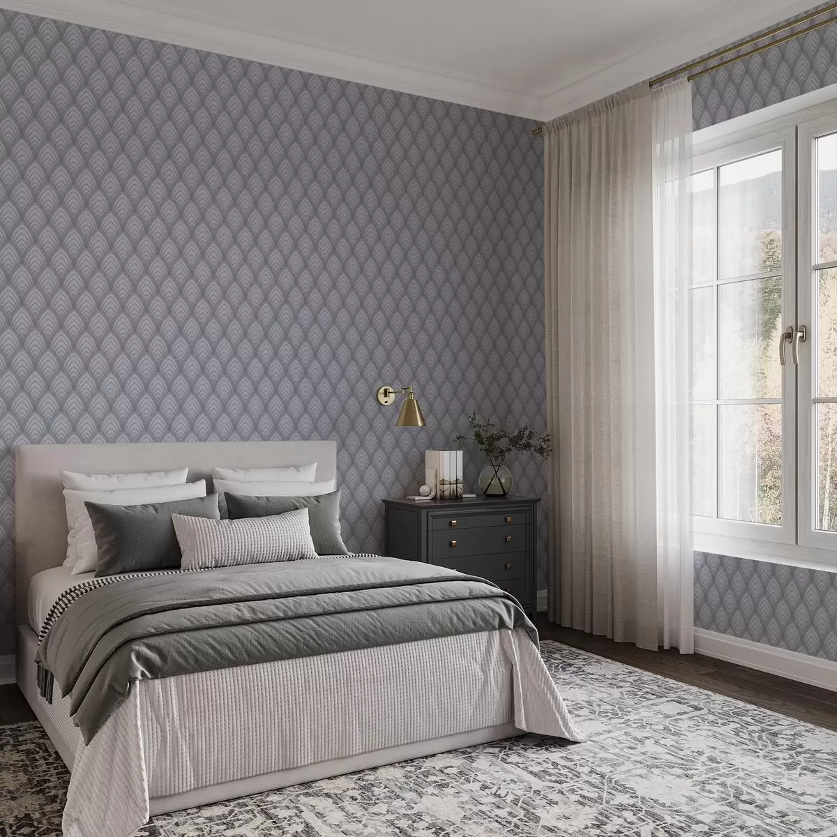 Wallpaper Arce volumetrice asemănătoare scalei de gri, cu un gradient ușor a00989