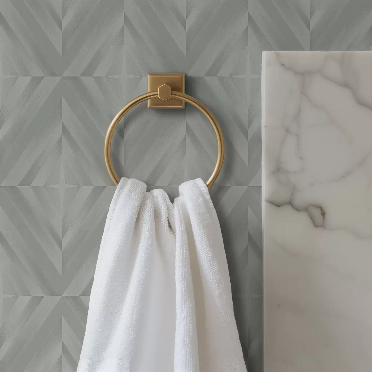 Wallpaper Linii diagonale care formează pătrate într-o paletă de culori gri mentă a00983v1