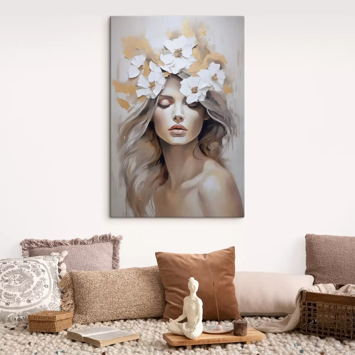 Tablouri Portret abstract al unei fete cu flori s46757