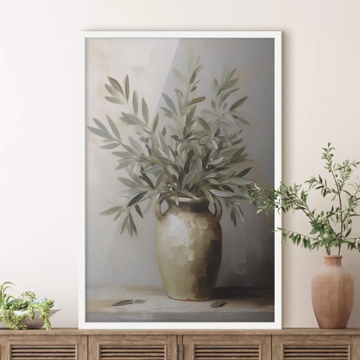Poster Ramuri de măslin într-un vas pictură imitație f46758