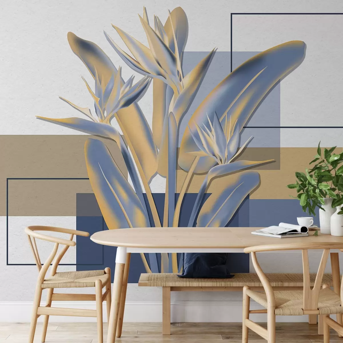 fototapet Strelitzia și geometria w04949v1