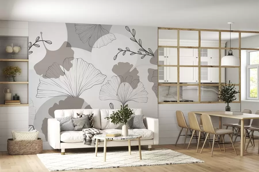 fototapet Frunze minimaliste de ginkgo w04913