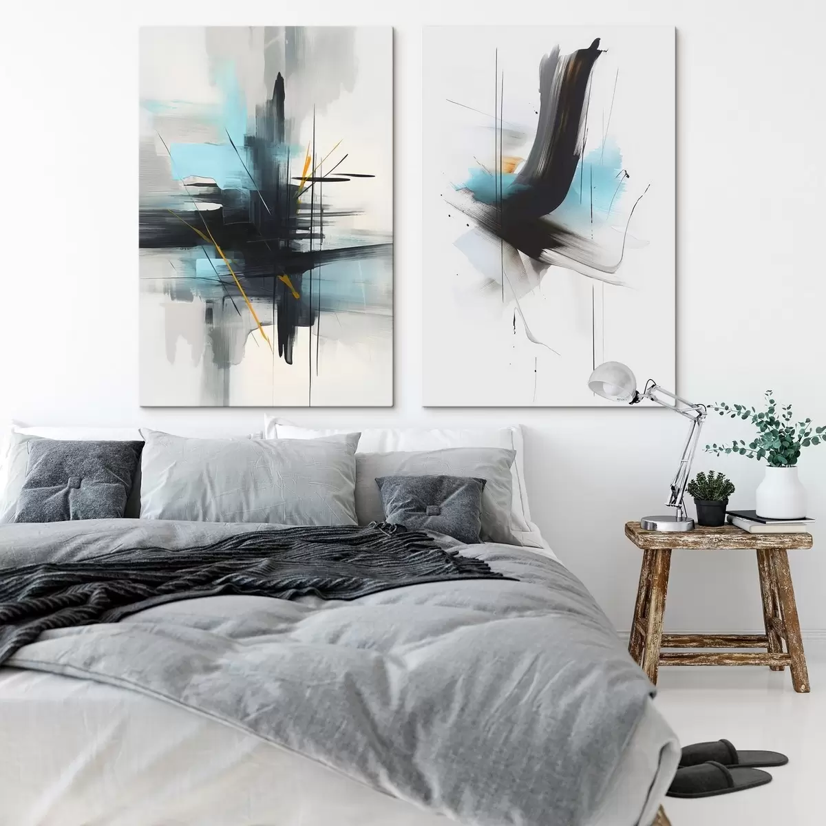 Tablouri Abstracție cu imitație de stropi și pensule m01037