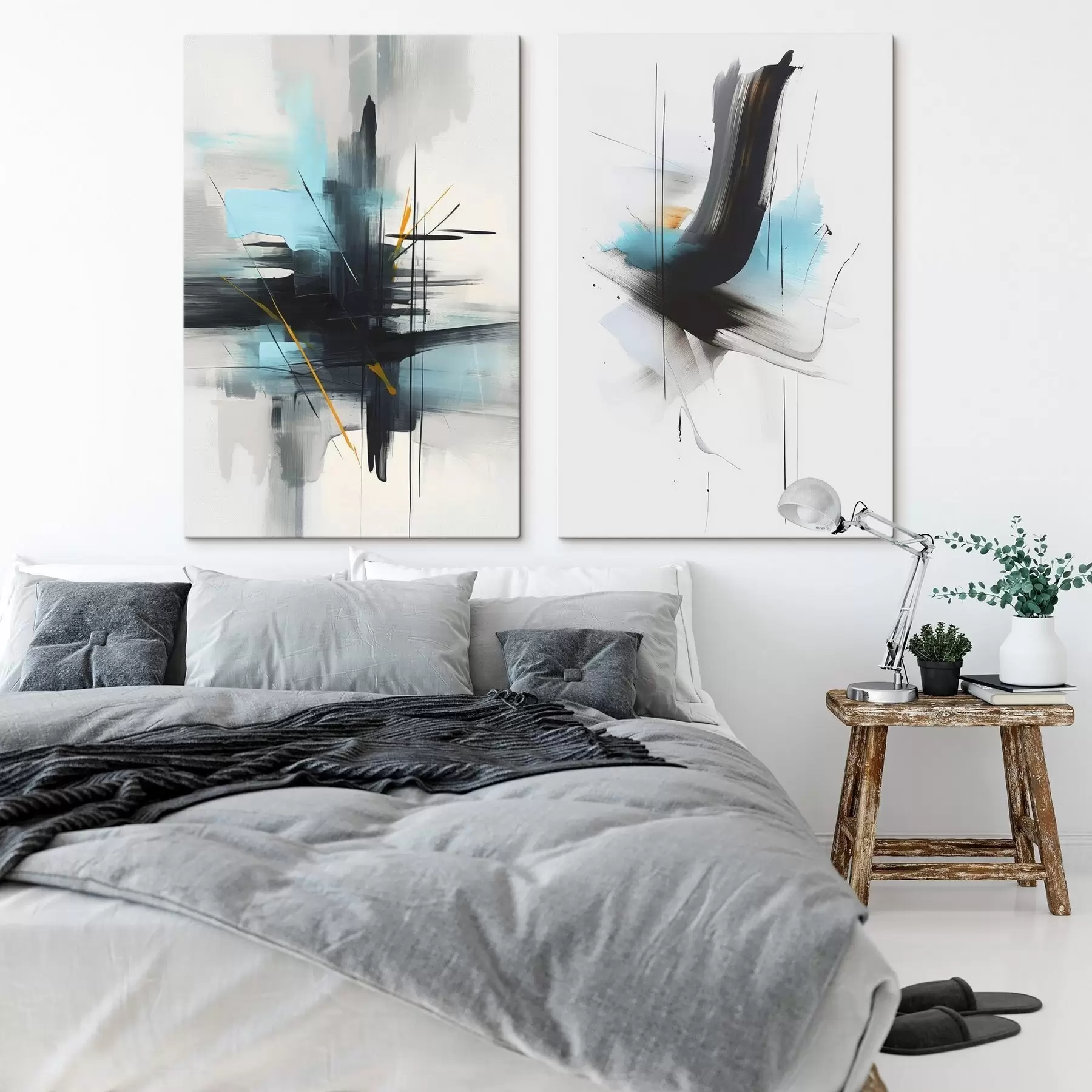 Tablouri Abstracție cu imitație de stropi și pensule m01037