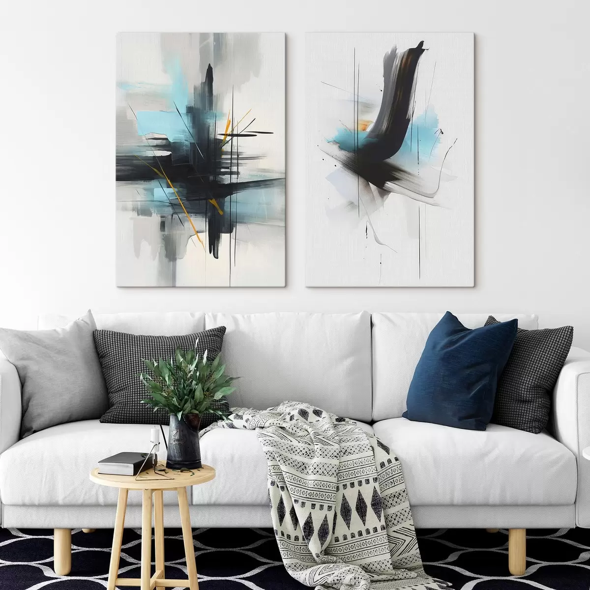 Tablouri Abstracție cu imitație de stropi și pensule m01037