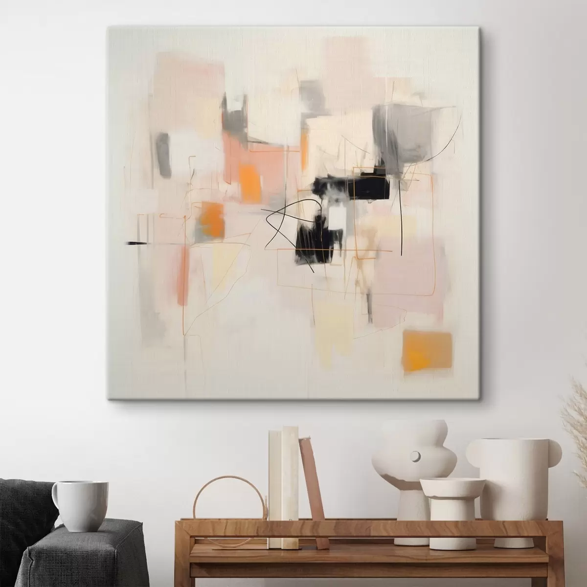 Tablouri Abstracție minimalistă cu culori delicate s46638