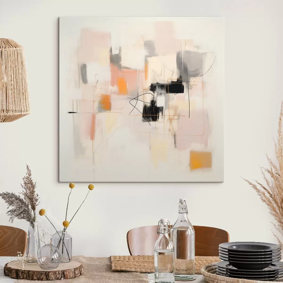 Tablouri Abstracție minimalistă cu culori delicate s46638