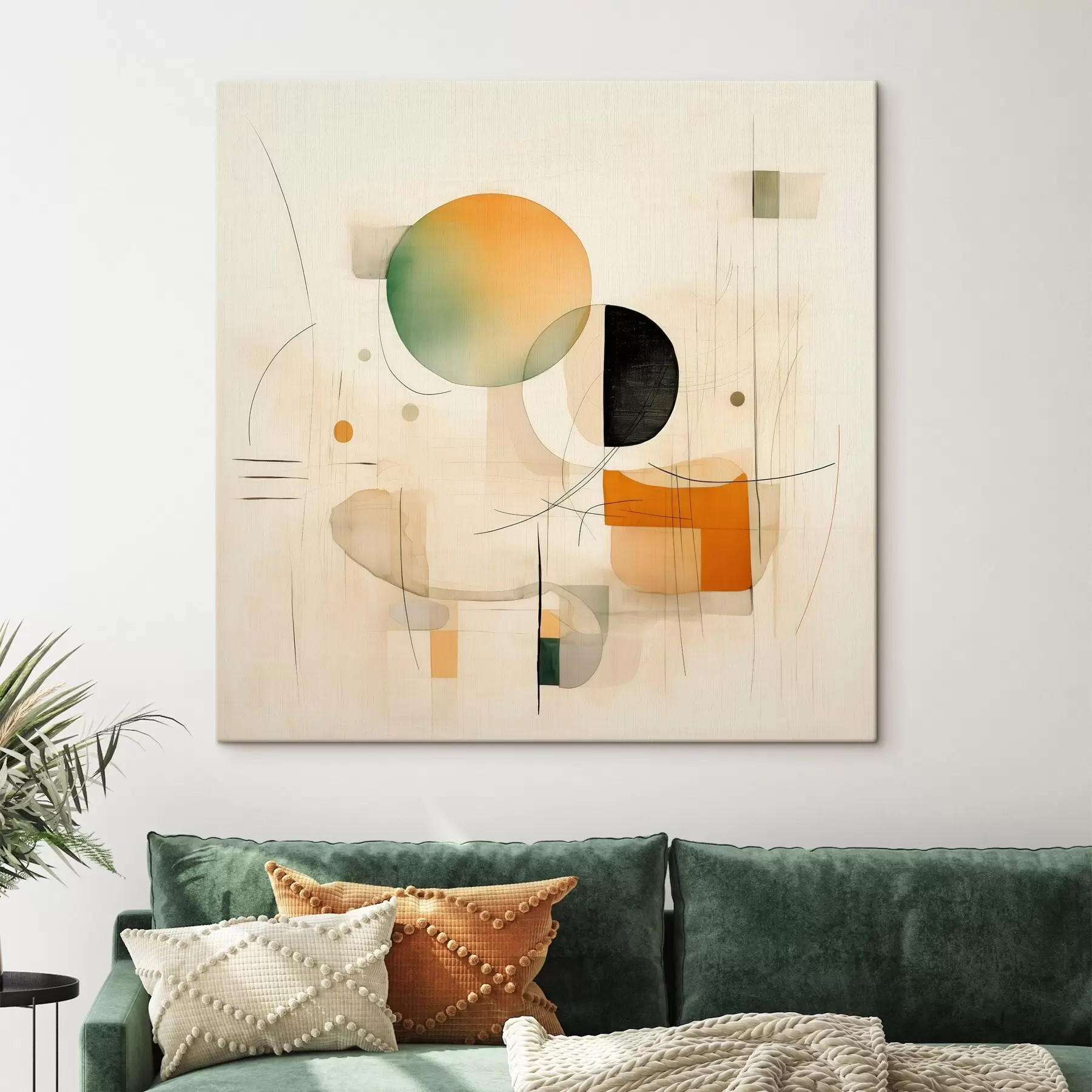 Tablouri Accente geometrice într-o paletă de culori delicate, într-un stil minimalist modern s46640