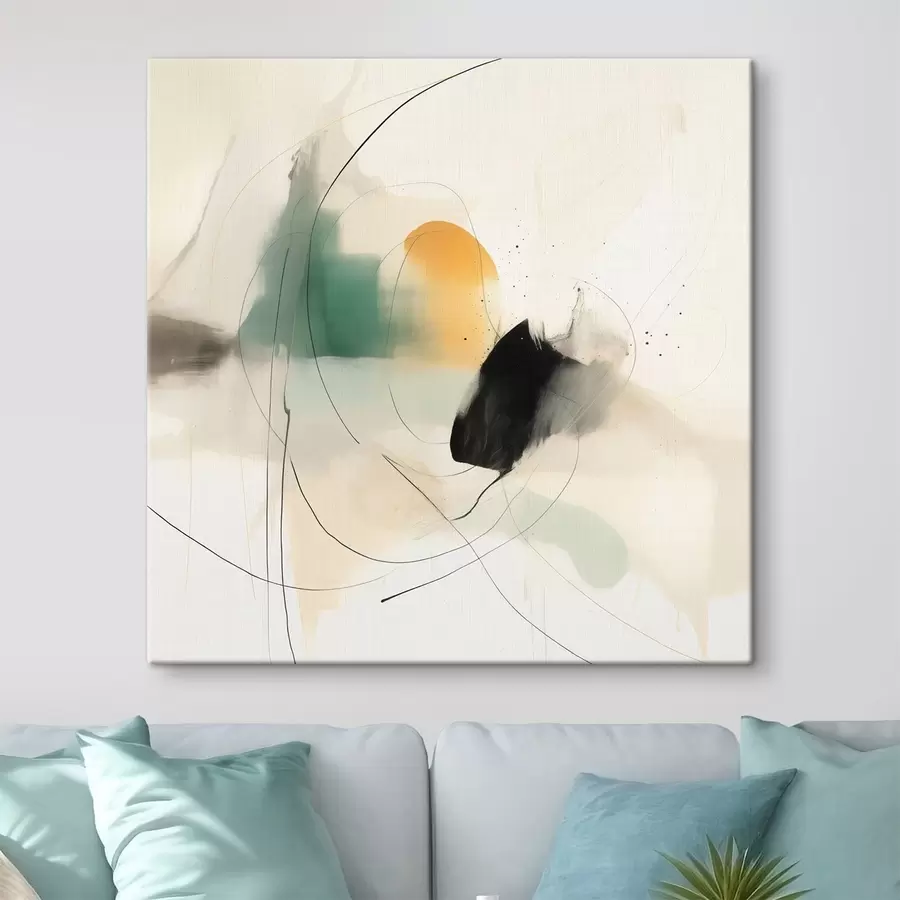 Tablouri Dinamica delicată a culorilor și liniilor într-un stil abstract aerisit s46641