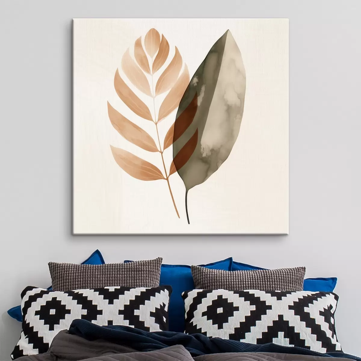 Tablouri Un duo de siluete de frunze într-un stil abstract acuarelă s46645